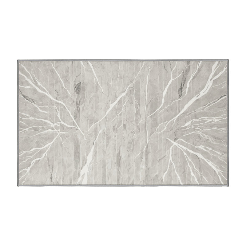 Machine Washable Gray Area Rug, Rectangle 5' x 8'