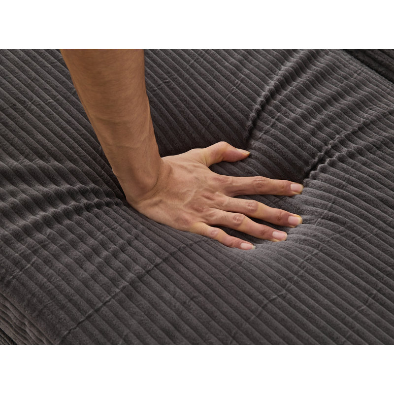 Méridienne surdimensionnée en velours côtelé moelleux, Gris