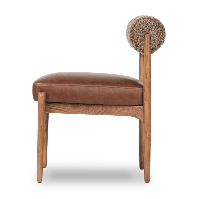 Jazelle Dining Chair-Taupe Shearling, Havana Brown Teddy Fabric