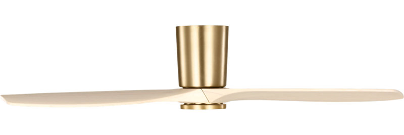 Seyra Smart Hugger LED Ceiling Fan, Burnished Brass, 52" Wide, Washed White Oak
