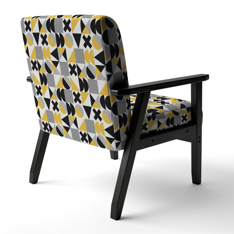 Fauteuil d'appoint rembourré à motif géométrique jaune et noir Fineberg