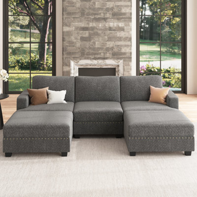 Anureet U Shaped Modular Sectional Sofa with Storage Ottman