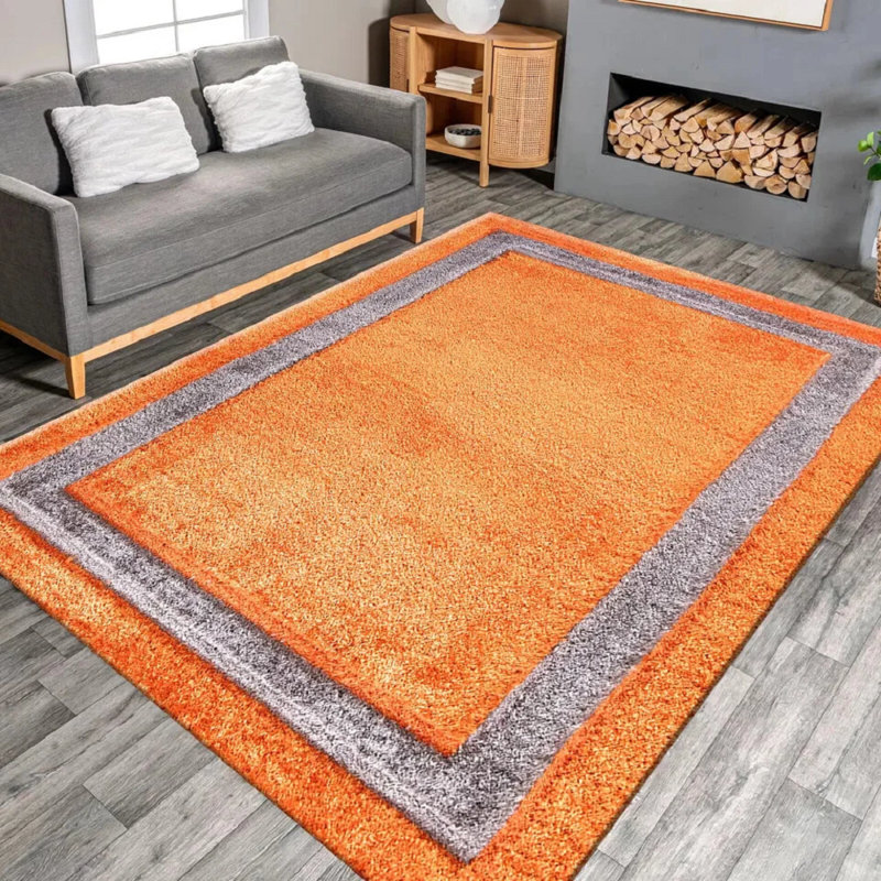 Geometric Indoor / Outdoor Area Rug, Orange, Rectangle 200 x 290 cm