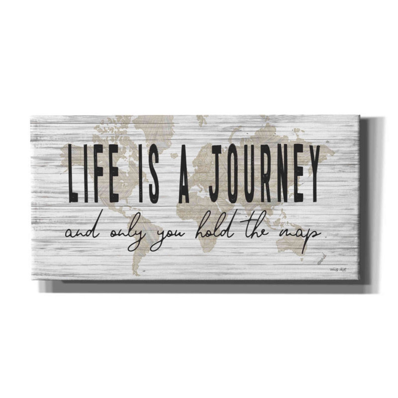 «Life Is a Journey» par Cindy Jacobs - Art textuel sur toile tendue, H 20 po x l 40 po x P 1,5 po