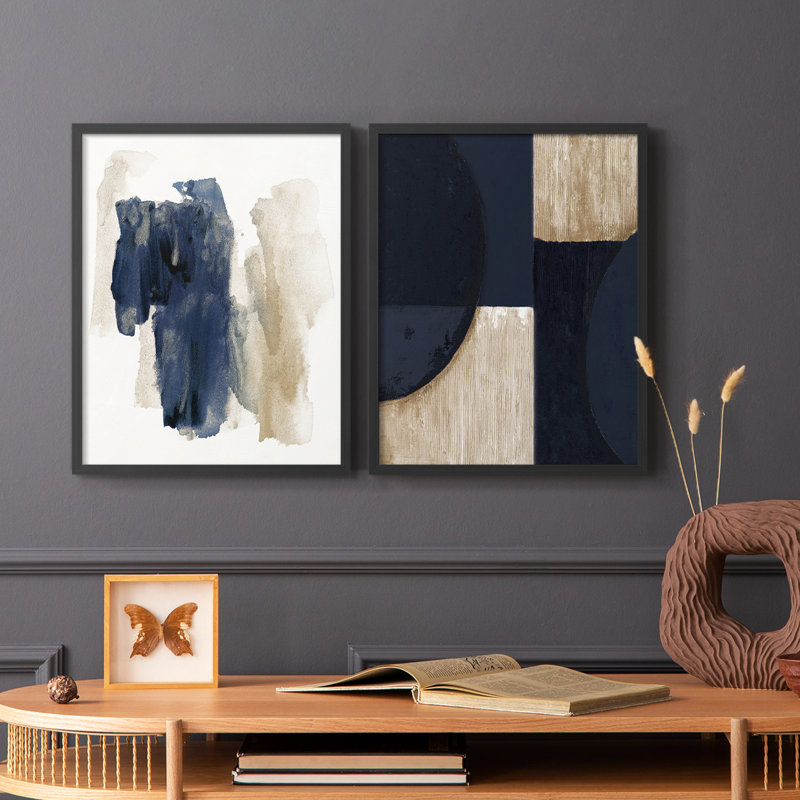 Navy Sweep-Premium Framed Print -Ready to Hang - No Nails Required - No Nails Required, 29" H x 46" W, Black