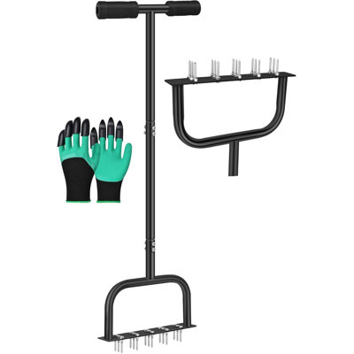 Spike Lawn Aerator Manual Tool With 15 Spikes, T-Handle & Solid Foot Plate – Heavy-Duty Steel Grass Aeration Tool For Yard, Lawn & Garden