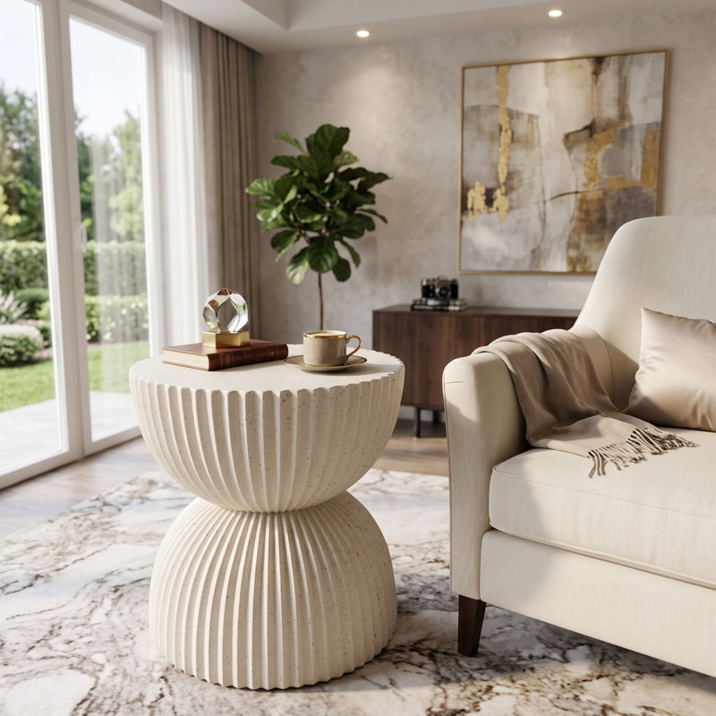 Tables de bout beiges MGO, table d'appoint moderne en forme de sablier pour la maison, Beige * Beige