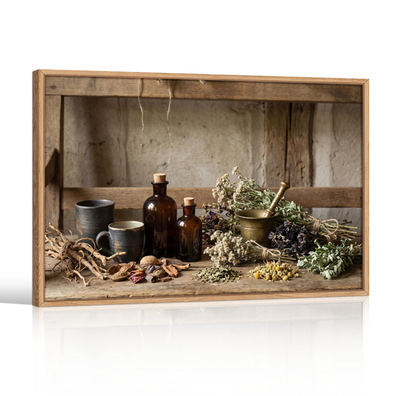 «Herbal Still Life», reproduction d'art sur toile, ensemble de 1, Natural, 24"H x36"W