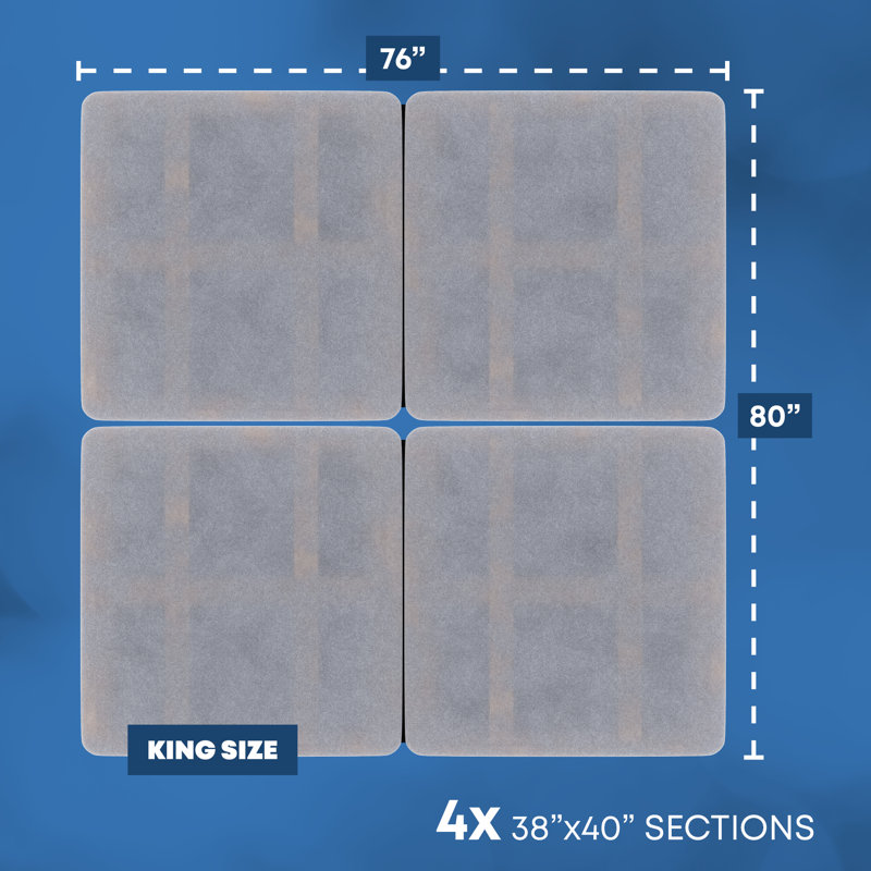 1.5" Split Wood Bunkie Board For Bed - 4-Piece Under Mattress Support Board, Fully Assembled, King
