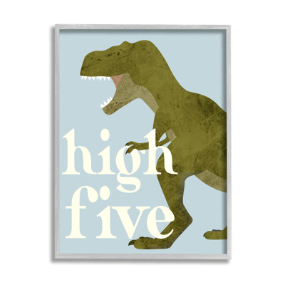 «High Five Roaring Dinosaur T-Rex Kids» par Daphne Polselli, reproduction d'art graphique sur toile flottante