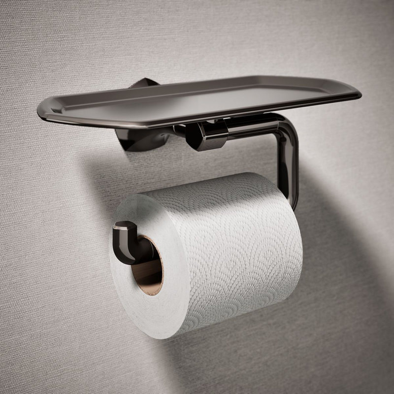 Occasion Toilet Paper Holder With Tray, Vibrant Titanium