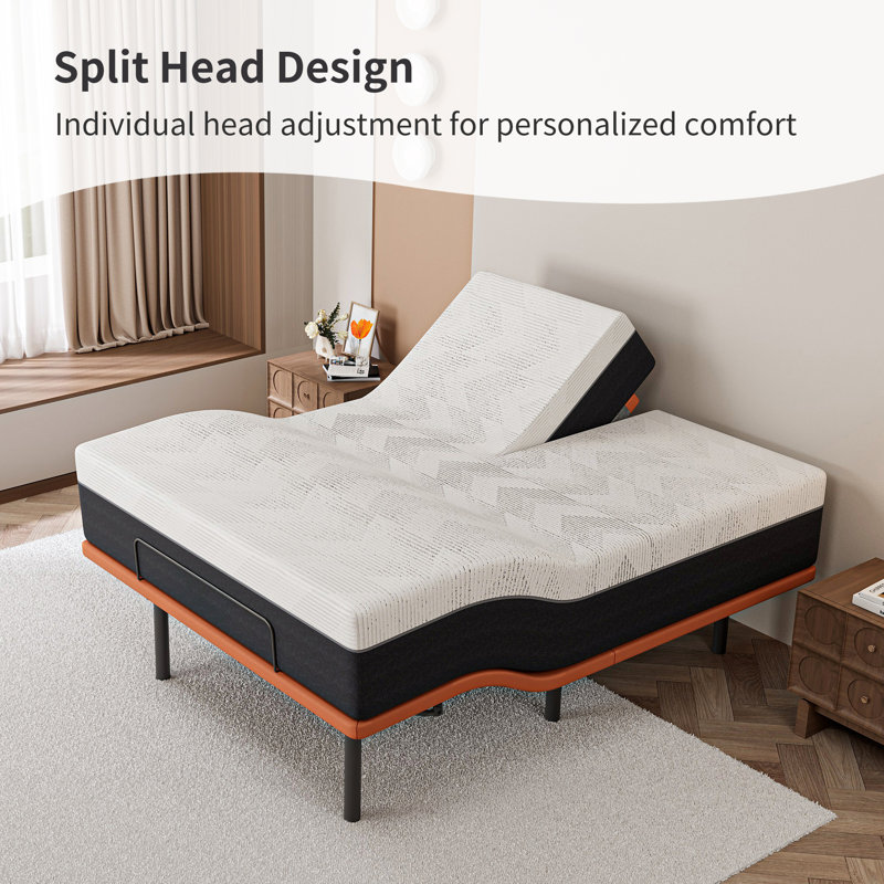 14" Split Top Queen Gel-Infused Memory Foam Mattress, Zoned Support Foam, Graphene Knit Cover
