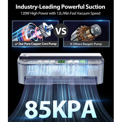 Beelicious 85KPA Vacuum Sealer Machine, 8-IN-1 Fully Automatic with Bags Storage, Built-in Cutter, Moist Mode, Air Suction Hose & Digital Countdown
