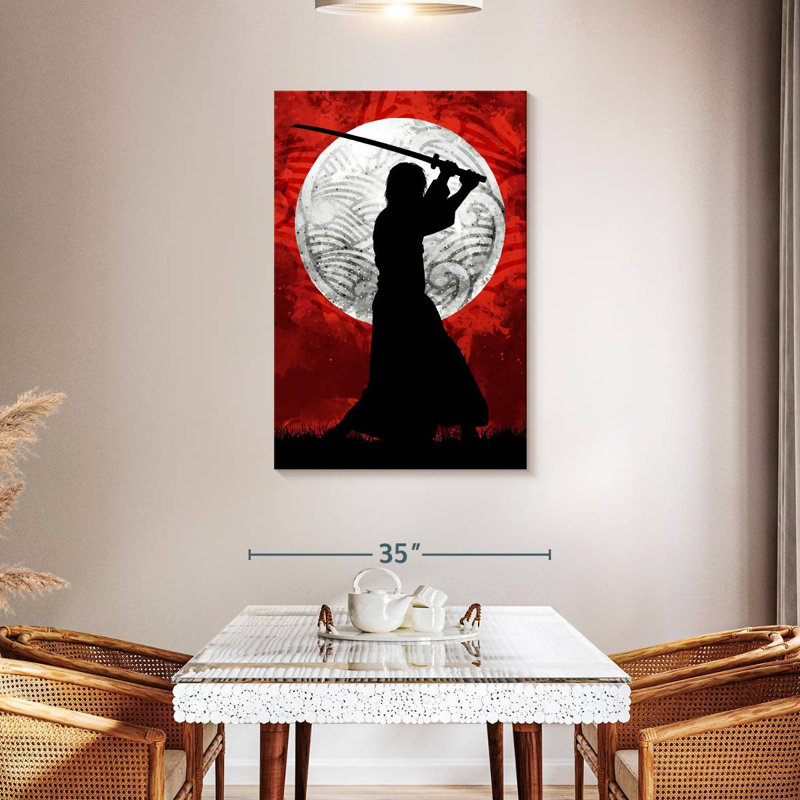 Leisha Samurai lune rouge, H 45 po x l 30 po