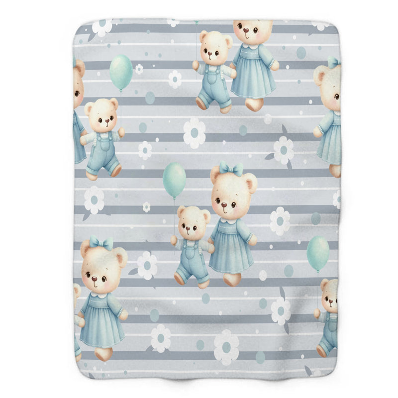 Maman ours - couverture en sherpa de qualité supérieure 1 pièce, L 60 po x L 80 po