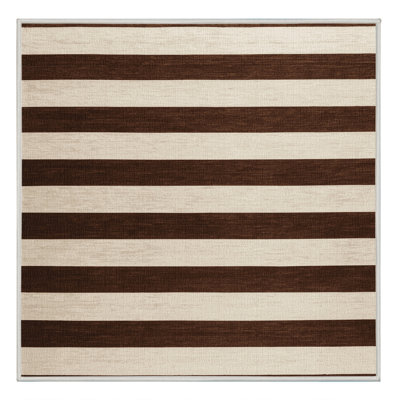 Tapis beige à rayures horizontales lavable à la machine