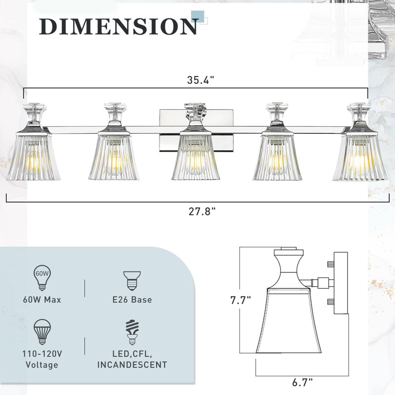 Jasonlee 5 - Light Dimmable Vanity Light