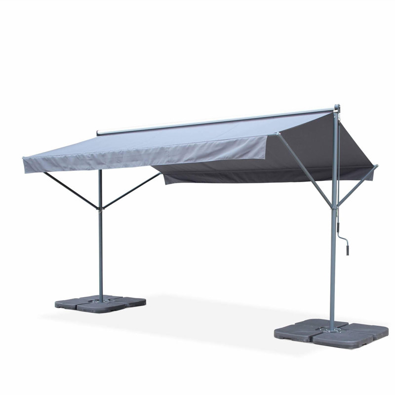 Sweeek 395cm W x 297cm D Metal Cover Retractable Freestanding Awning, Grey