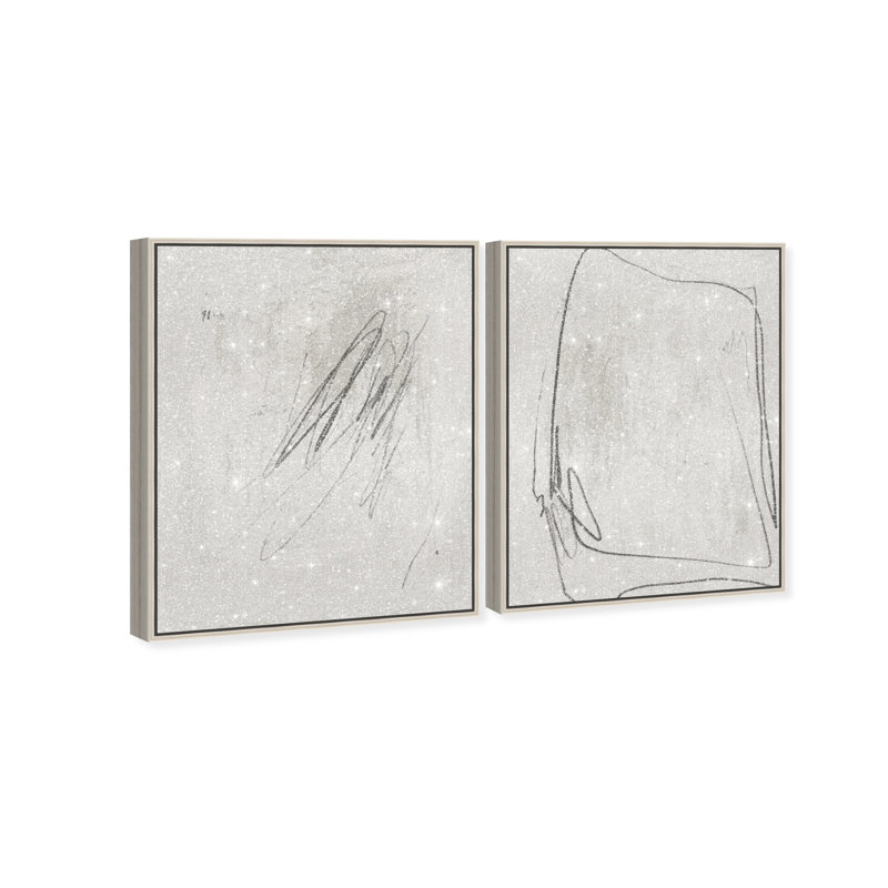 Modernist Set Canvas Abstract Print by Oliver Gal, Black Frame, 16 x 20, 17"H x 21"W, Silver Floater Frame