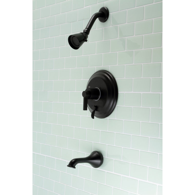Kingston Brass NuvoFusion Single-Handle Pressure Balanced Tub and Shower Faucet, Matte Black