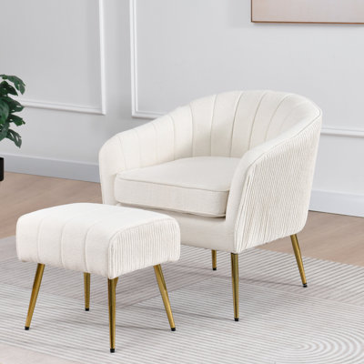 Fauteuil demi-tonneau avec repose-pieds 2 pièces Boucle