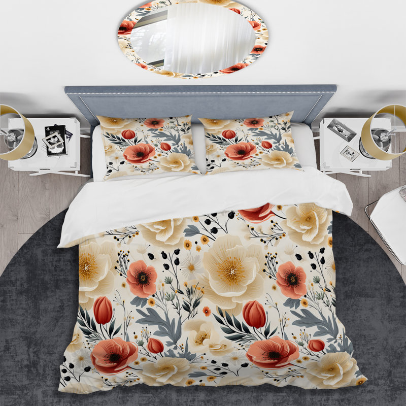 Contemporary Floral Fusion Medley Collage - Ensemble de housse de couette à motif floral