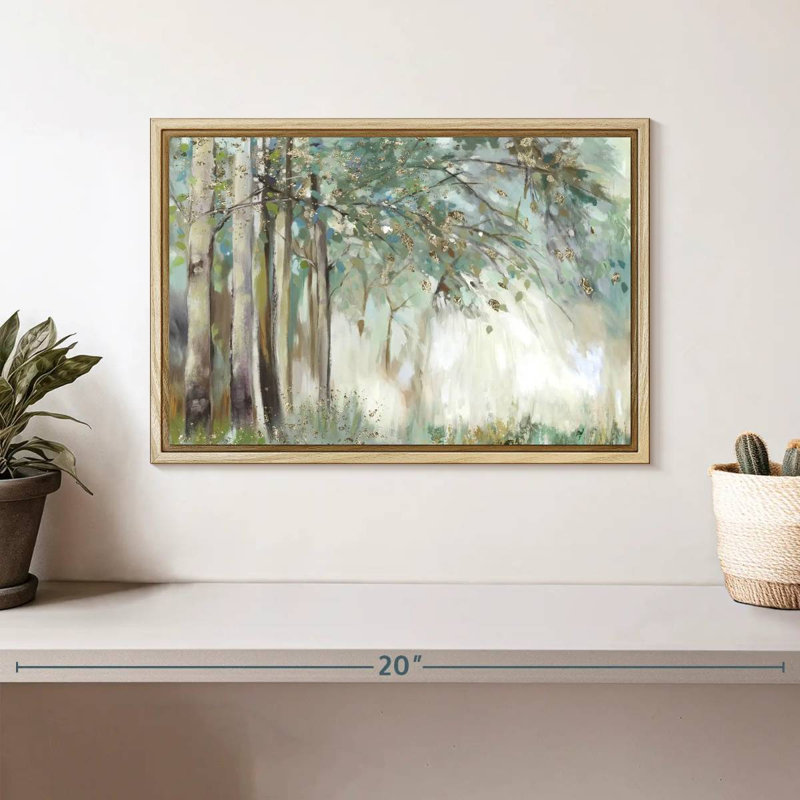 Feuilles d'argent, Cadre flottant en bois naturel, 13 po x 9 po