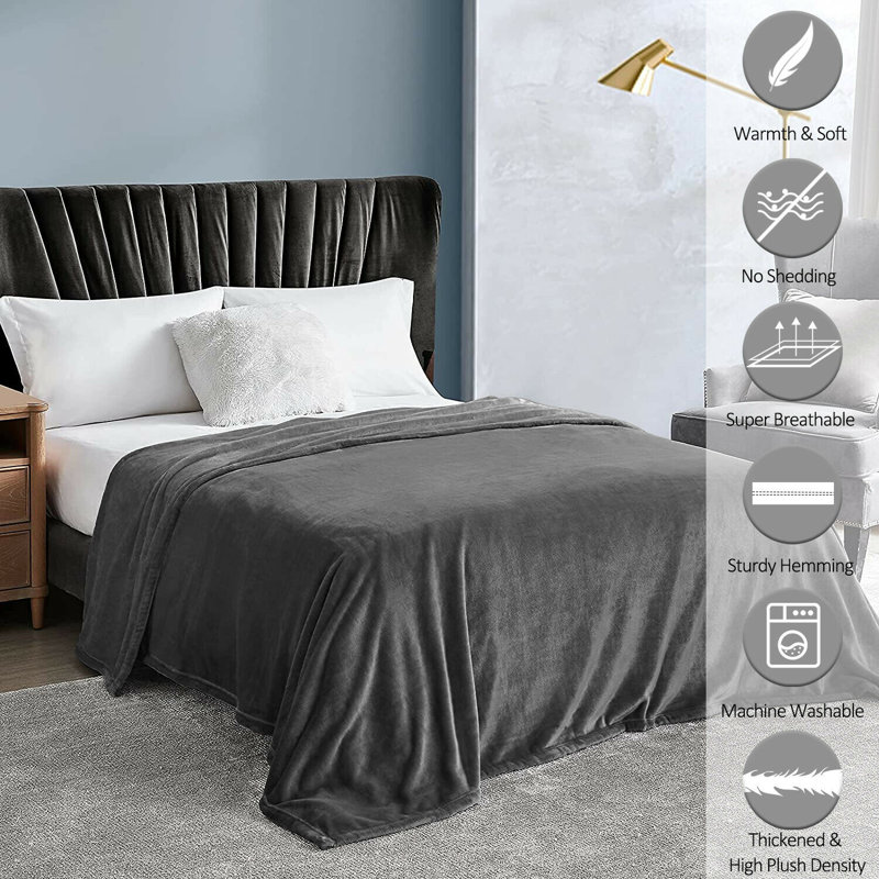 Couverture simple en microfibre tissée grise