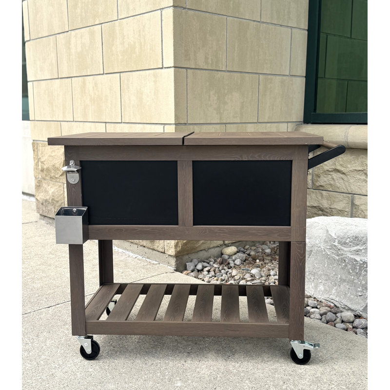 Permasteel - Glacière de style chariot-bar 80 pte - Grain de bois