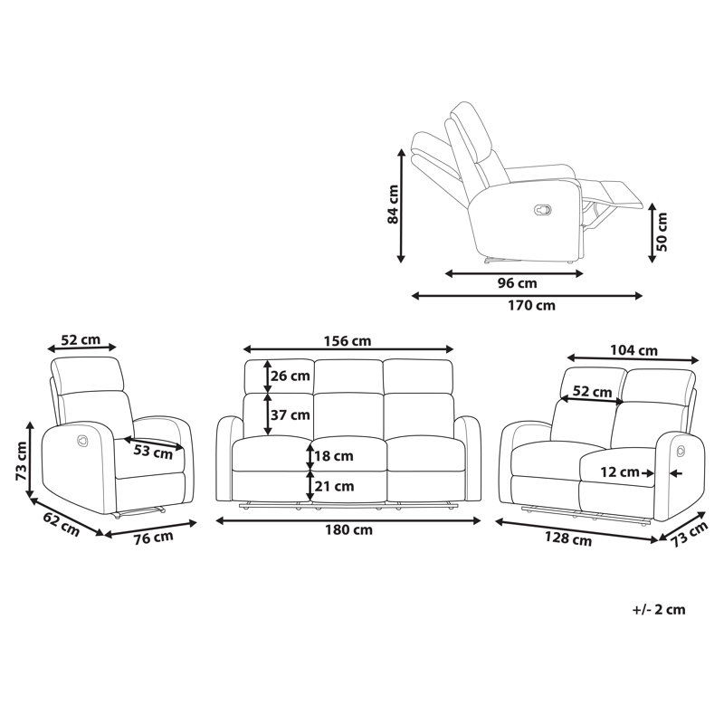 Amyerra Living Room Set, Manual - Handle/Lever