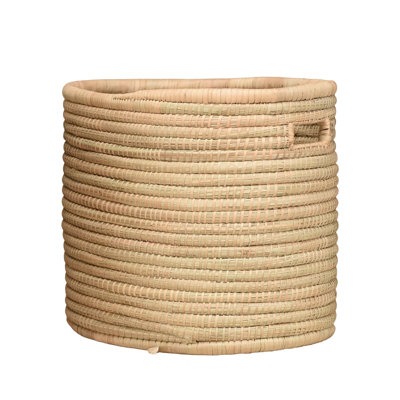 100% Handwoven Natural Rattan Approximately 17-20" Oval Basket with Handles, Boho Farmhouse Decorative Laundry & Storage Organizer, Handcrafted – Authentic African Craftsmanship