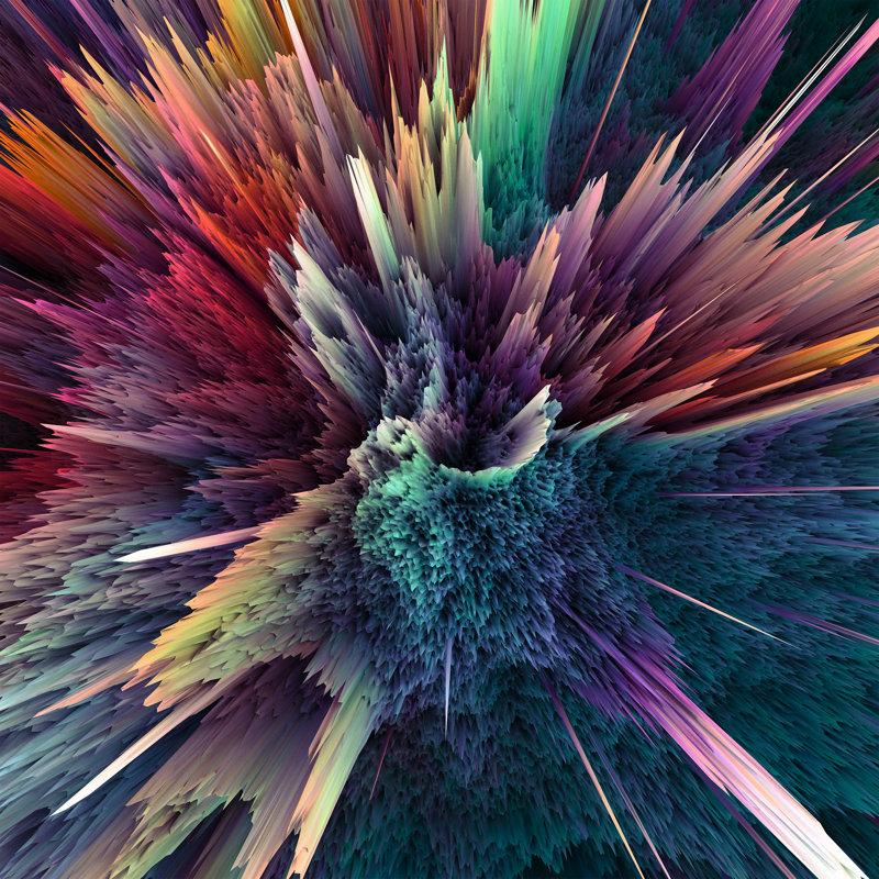 Abstract Colorful Explosion by Oksana Raievska - Wrapped Canvas Print, 30cm H x 30cm W 