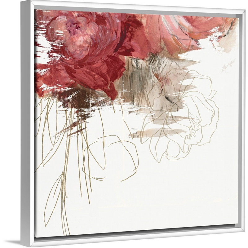 Reproduction d’art sur toile, "Crimson Lust III" par PI studio, H 14 po x l 14 po x P 1,75 po, Cadre blanc