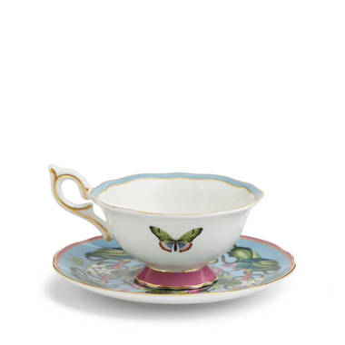 Gold Rose Chintz Bone China Teacup & Saucer