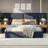 King Size Velvet Platform Bed with Wingback Headboard - Modern Royal Blue Upholstered Frame (No Box Spring Needed)-1770622100