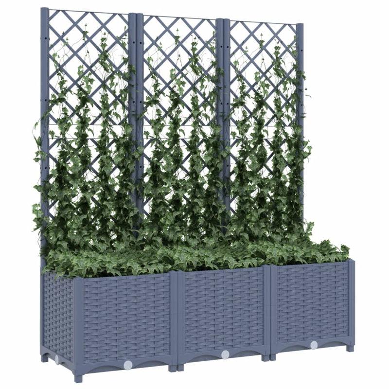 Latitude Run® Garden Planter With Trellis 47.2"X15.7"X53.5" PP, Dark Gray, 53.5" H x 47.2" W x 15.7" D