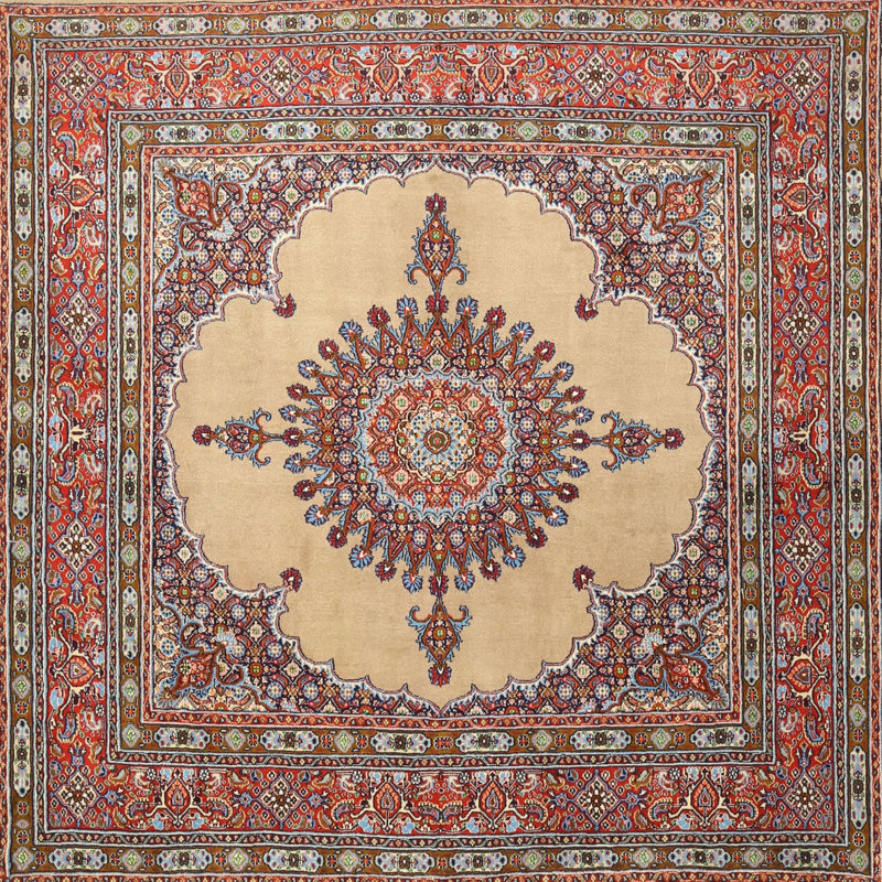 Tapis traditionnel rouge / brun Deux, Rond 6 pi