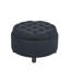 Pouf de rangement rond capitonné en bouclette noire avec compartiment de rangement, siège capitonné et plateau en MDF imperméable intégré au couvercle