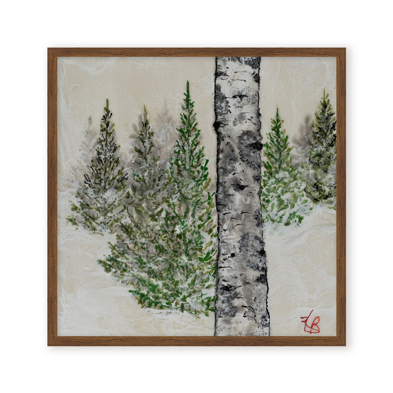 Nature Inspired "Wintered Pines" Canvas Wall Art By , 30" H x 30" W, Framed Print, Brown