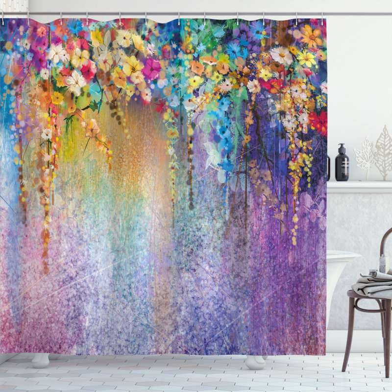  Rideau de douche Abstract Herbs Weeds Blossoms, H 69 po x l 105 po