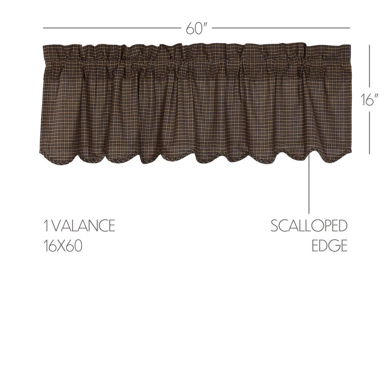 Kettle Grove Cotton Plaid Scalloped Window Valance, 60" W x 16" L