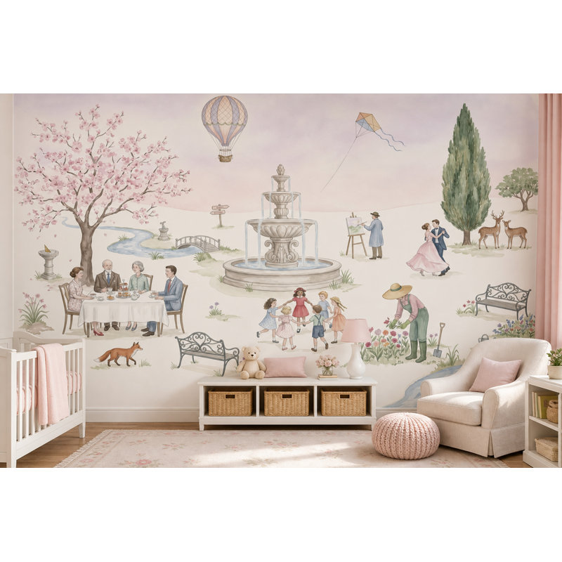 Papier peint montgolfière à motif de montgolfière, Textured Non-Pasted, 100"x96"