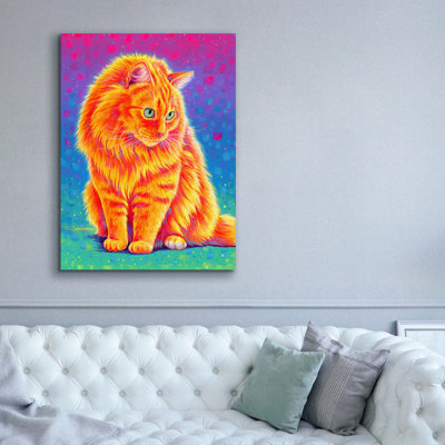 Art mural sur toile Epic Graffiti «Longhaired Orange Tabby Cat» par Rebecca Wang, 40 po x 54 po