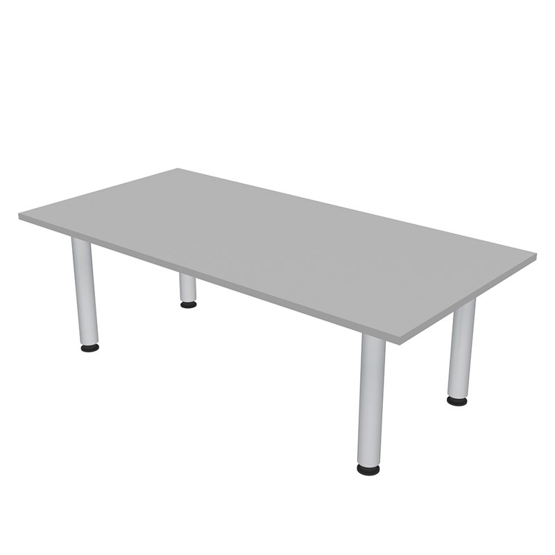 Table de réunion rectangulaire avec pieds de poteau, L 72 po x l 36 po, Brouillard gris, Argent argent