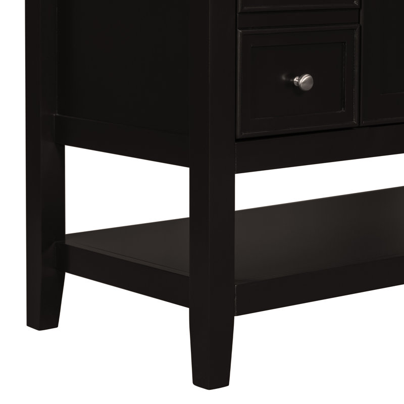 Meuble-lavabo 36 po sans lavabo, base d'armoire seulement, une armoire et trois tiroirs, Noir, noir, noir, noir