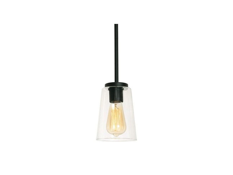 A8EE2ABFEE1941E69CC8CB2FF06376F4 Suspension Beardall 5 po, culot moyen, noir texturé, 120 V, Transparent, Noir