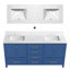 Meuble-lavabo 72 po, meuble-lavabo à cadre en bois, comptoir autoportant avec double cuve bleu-727705262-727705261