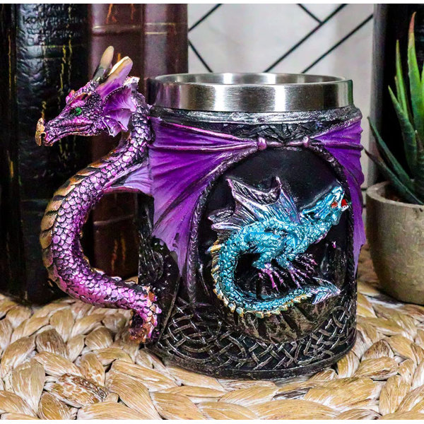  SUMMIT COLLECTION Fantasy Double Dragons Orb Guardian Stone  Dragon Protectors Tabletop Wine Holder Pillar Candle Holder : Home & Kitchen