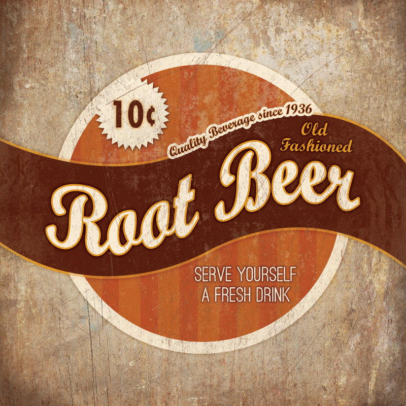Rootbeer Sign - Wrapped Canvas Print, 30cm H x 30cm W x 3.8cm D