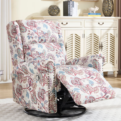 Floral Manual Swivel Recliner